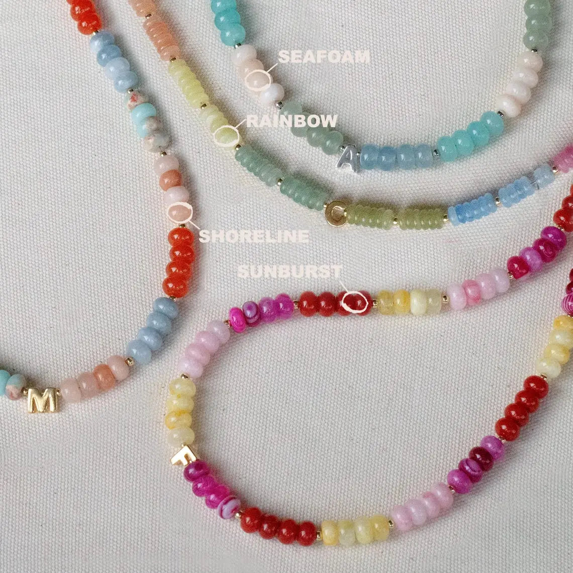 Colour Block Personalised Beaded Gemstone Necklace - Seek + Find