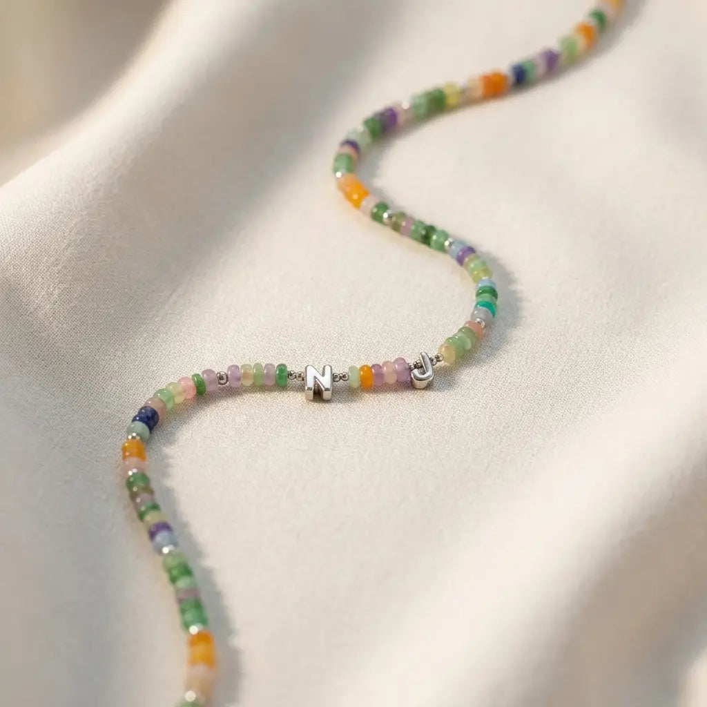Mini Beaded Personalised Gemstone Necklace