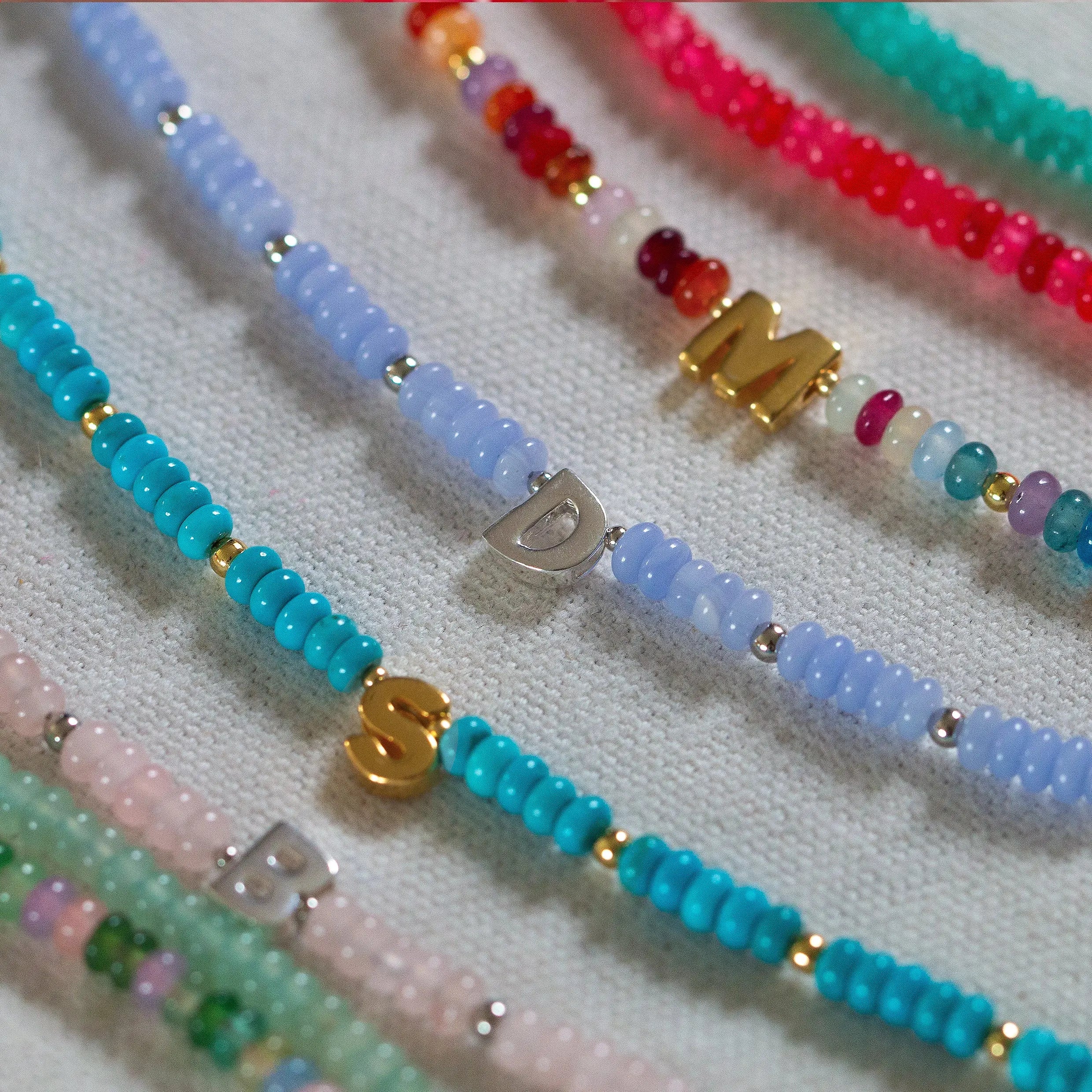 Mini Beaded Personalised Gemstone Necklace