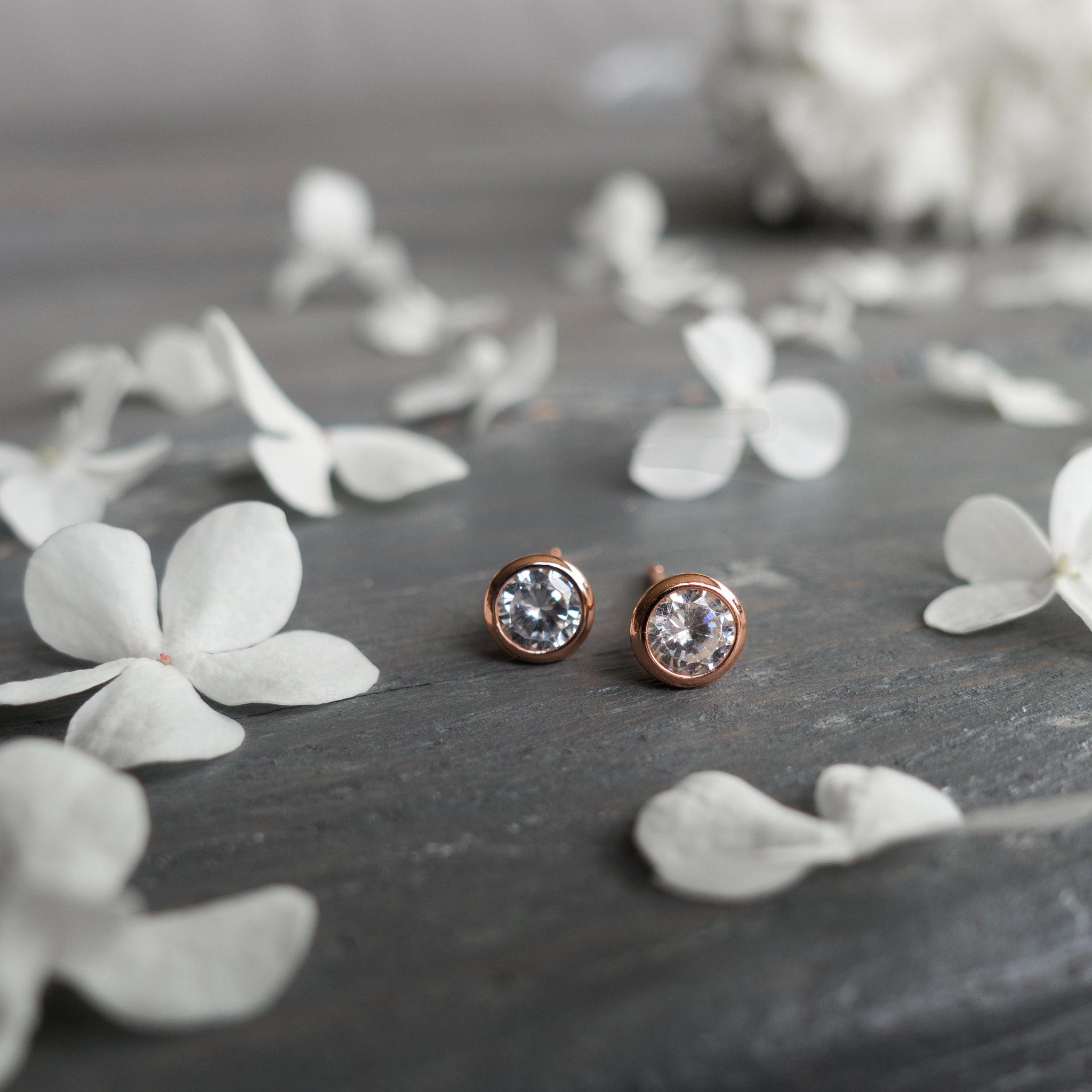 Calm Rose Gold Studs - Seek + Find
