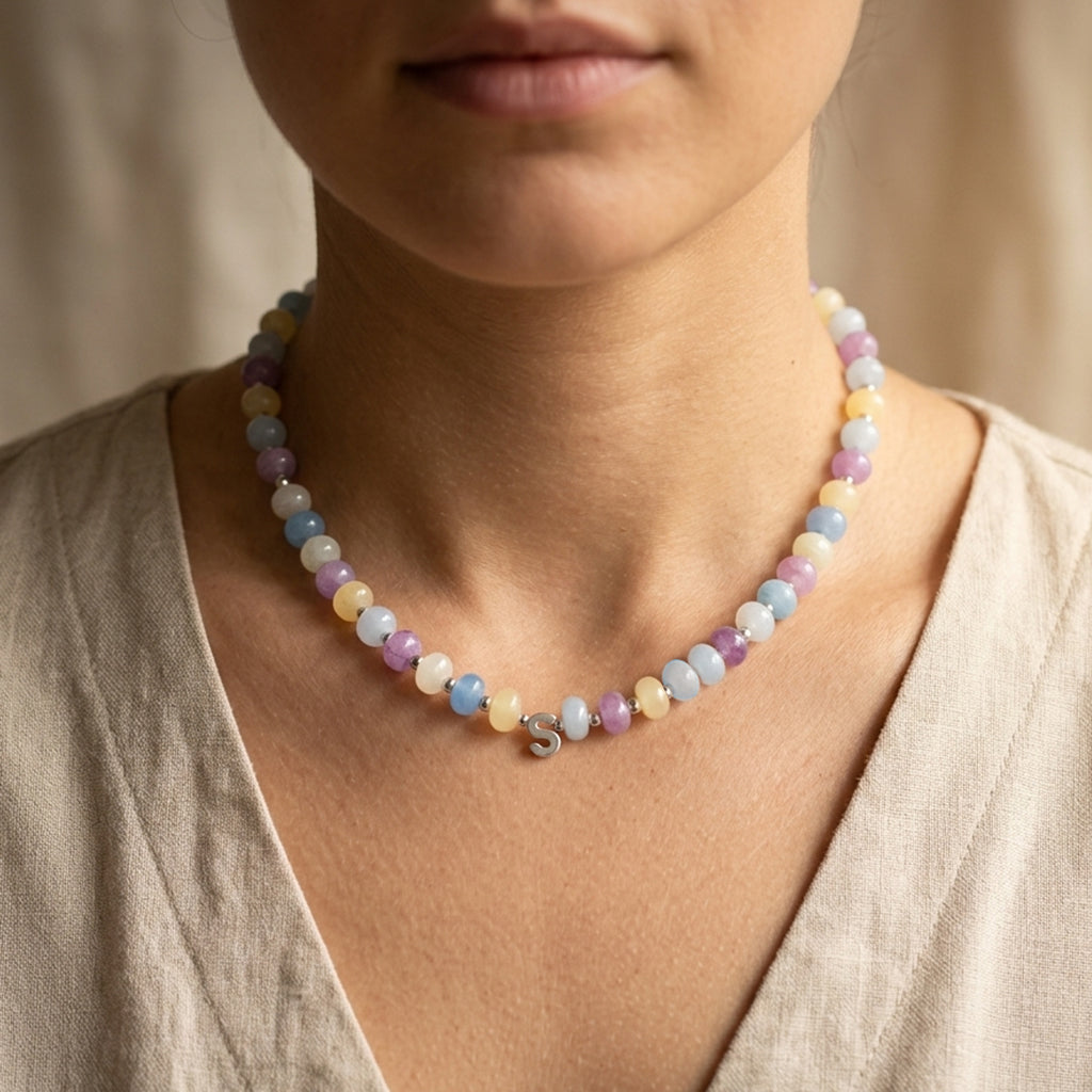 Regular Personalised Beaded Gemstone Necklace