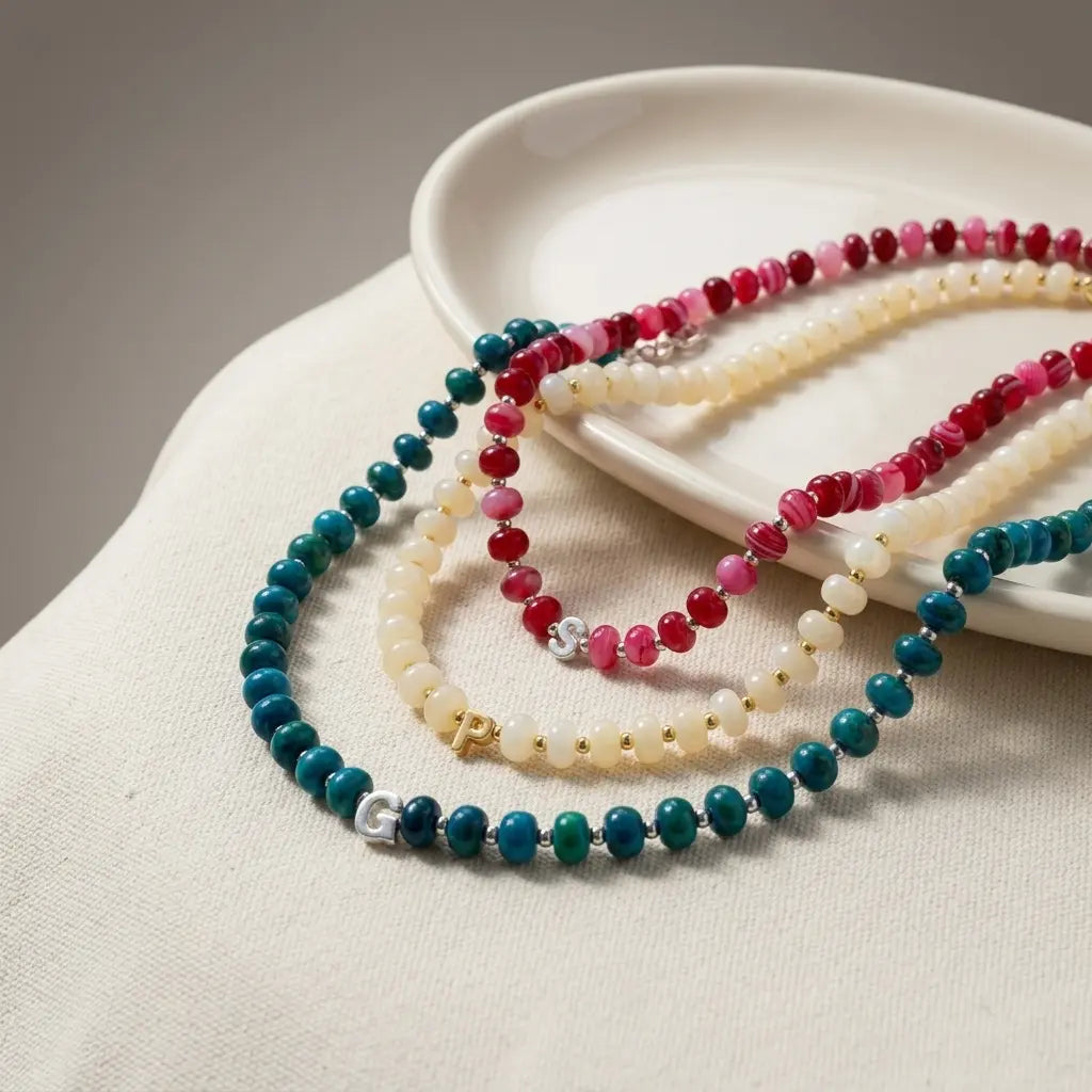 Regular Personalised Beaded Gemstone Necklace