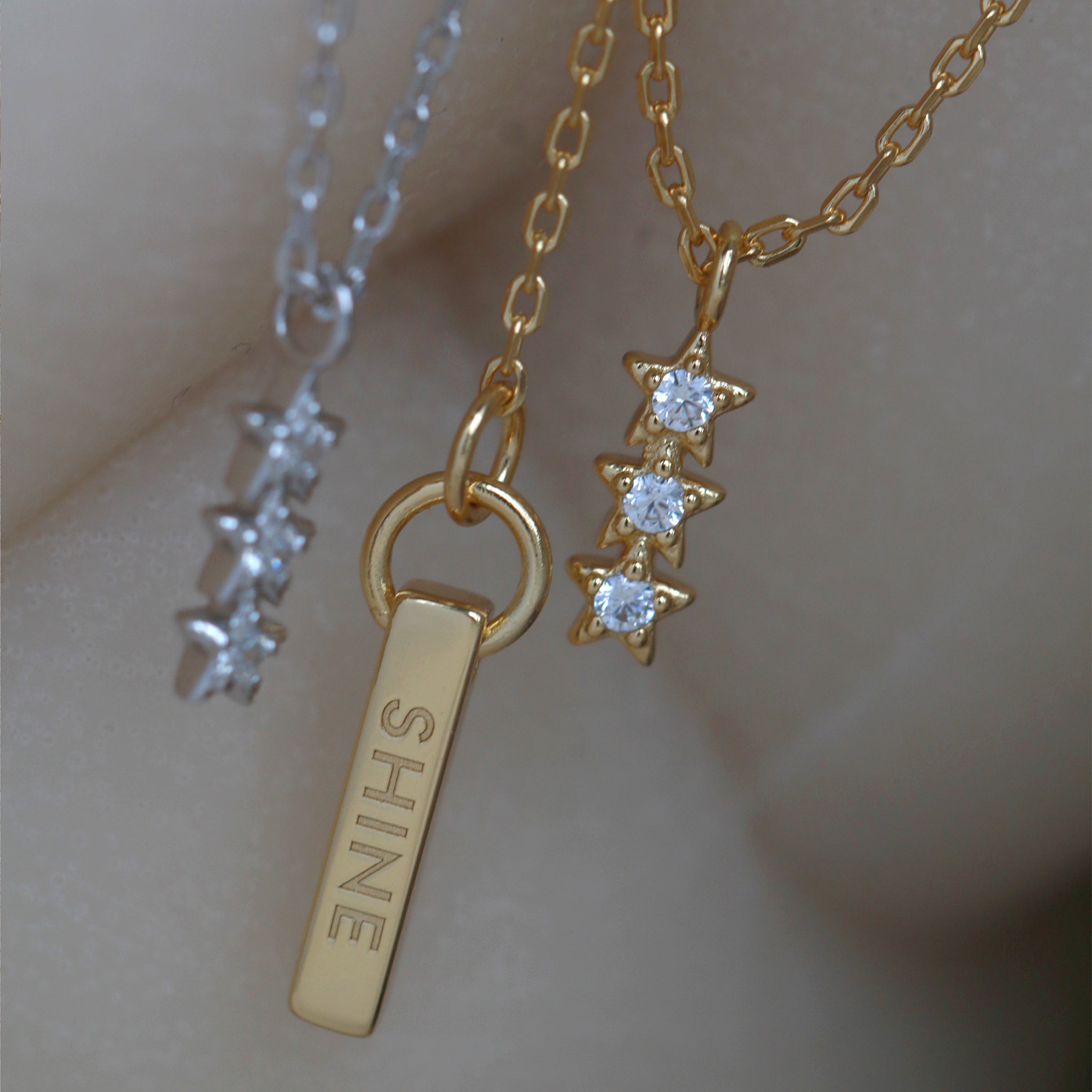 Shine Trio Star Necklace - Seek + Find